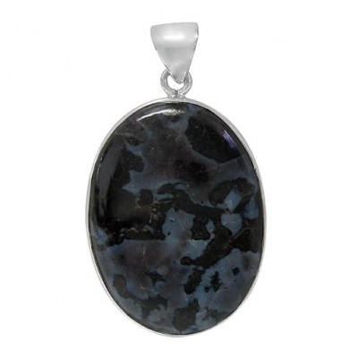 Oval Indigo Gabbro Pendant, Sterling Silver